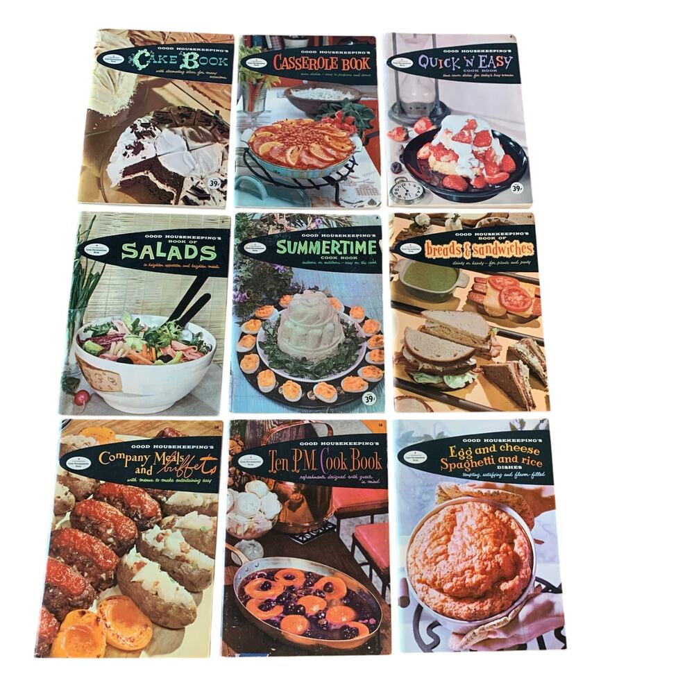 Good Housekeeping Vtg Cookbooks Paperback Lot 9 Recipes MCM